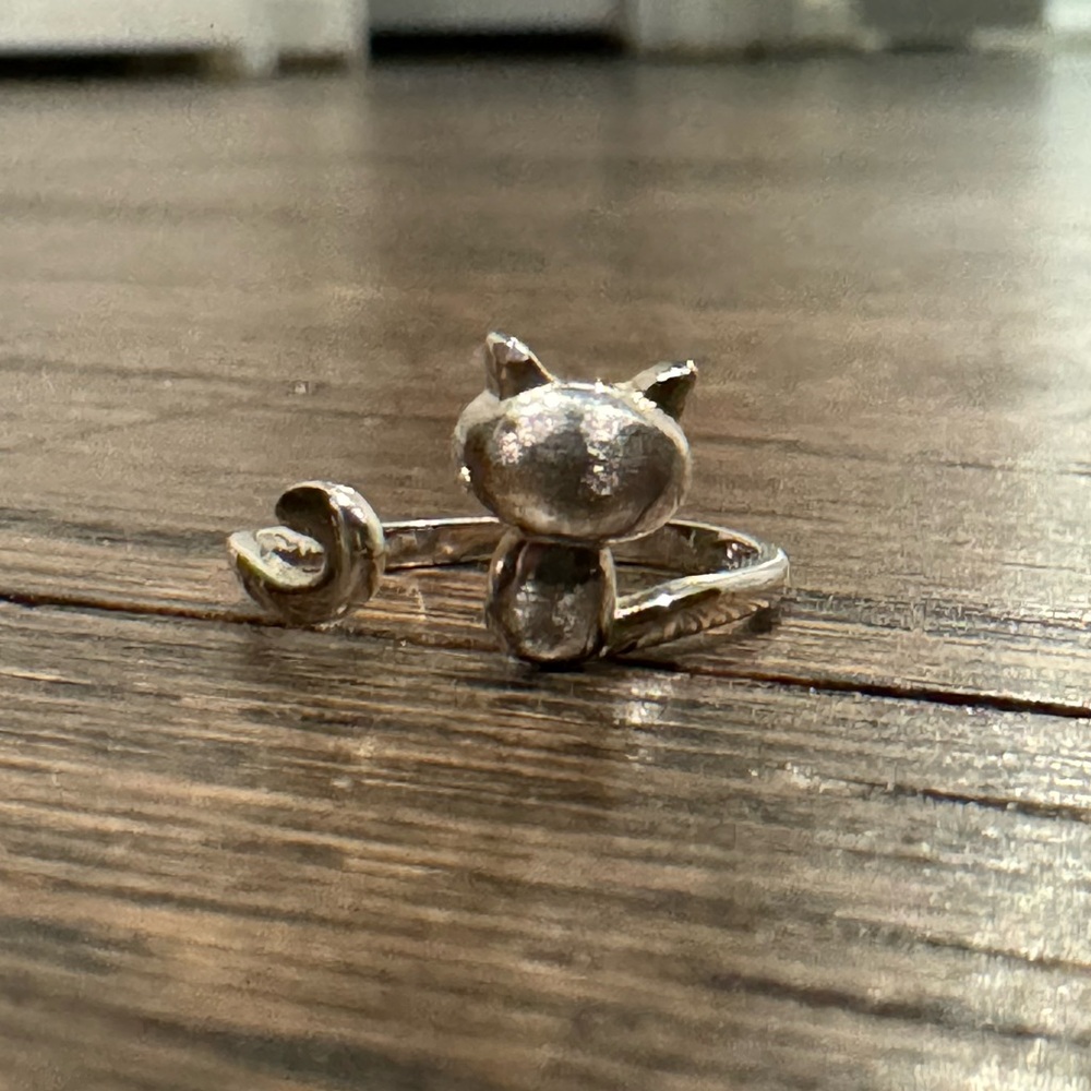 Adjustable Sterling Silver Cat Ring